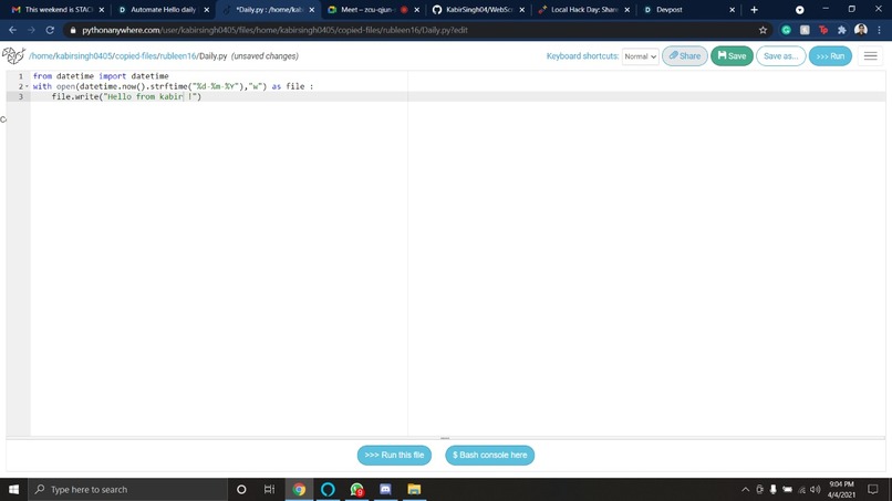 Automate Hello daily – screenshot 1
