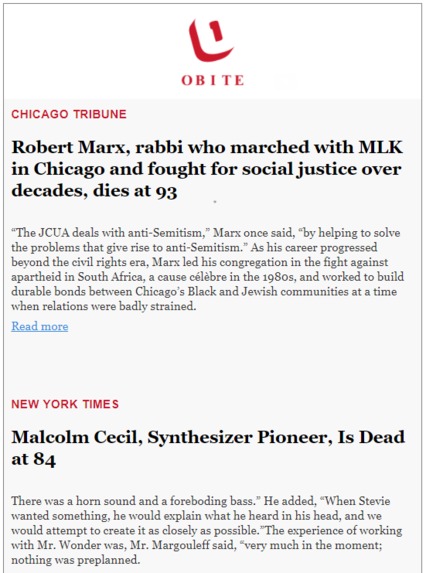 Obite - An email bot that sends you obituaries to your inbox – screenshot 1