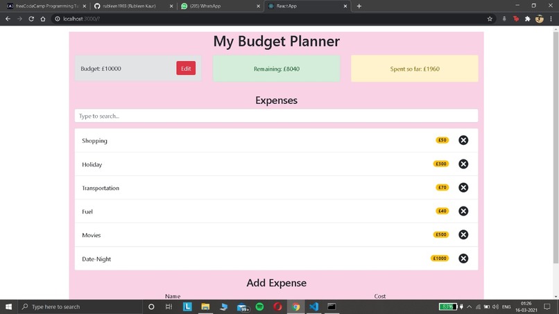 Search in a budget app – screenshot 1