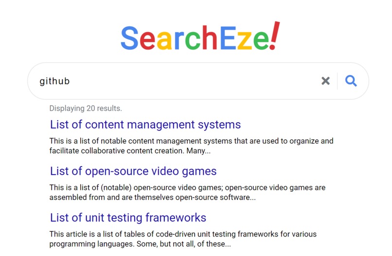Search engine – screenshot 1