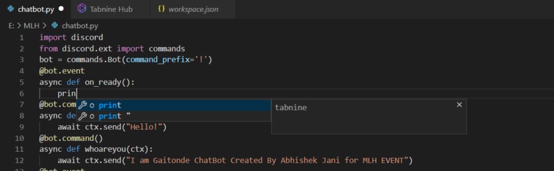 Tabnine – screenshot 2