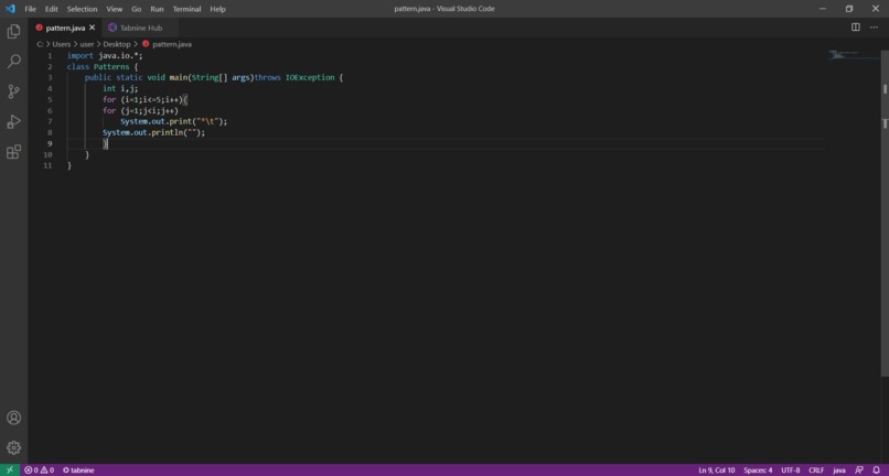 Using Tabnine – screenshot 1