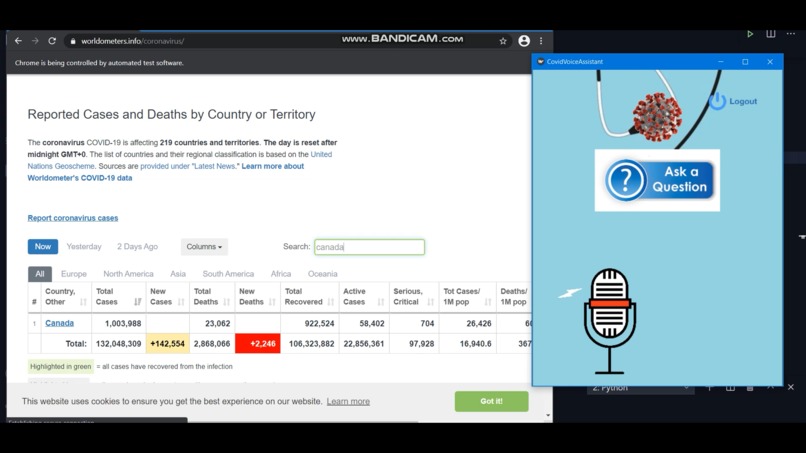 COVID-19 voice assistant App – screenshot 1