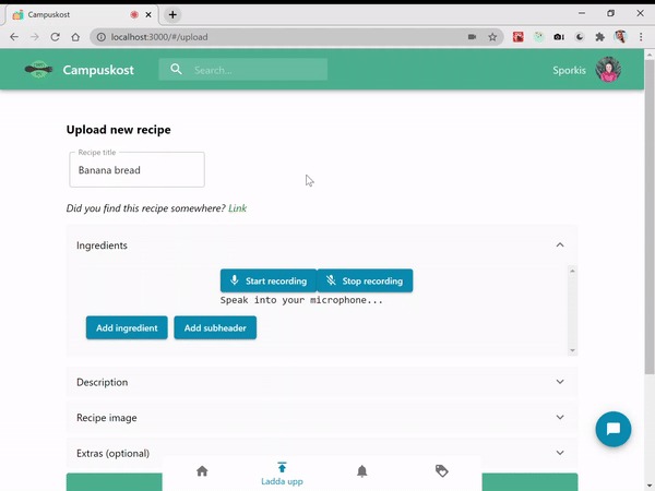 AI enhanced recipe platform – screenshot 2