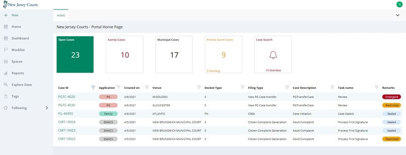 NJ Courts Enterprise Integrated Work List – screenshot 1
