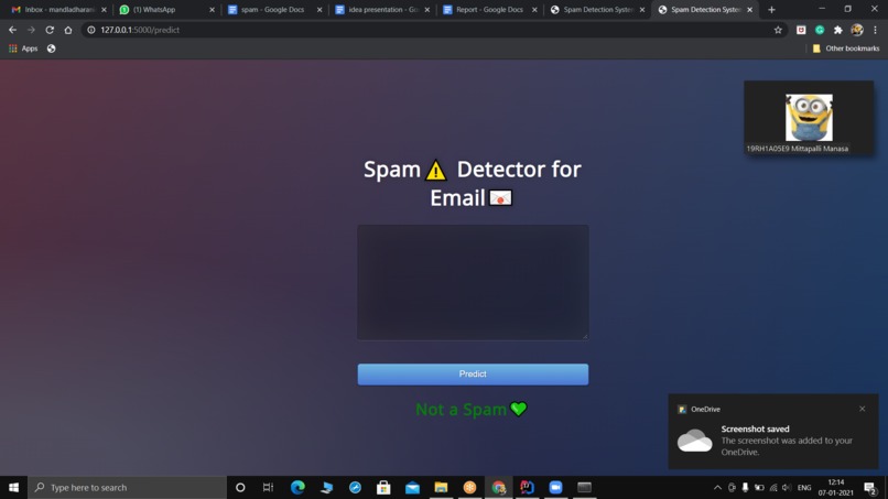 Spam classifier – screenshot 1