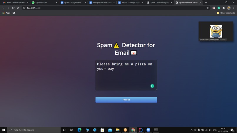 Spam classifier – screenshot 2