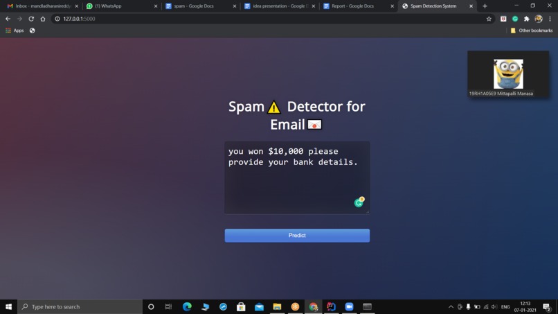 Spam classifier – screenshot 3