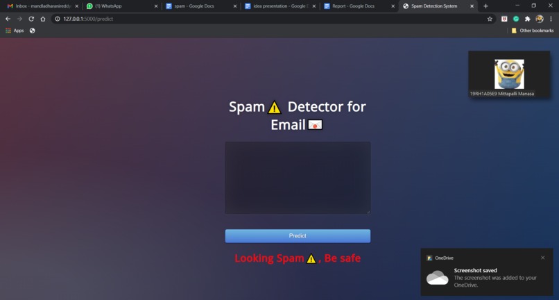 Spam classifier – screenshot 4