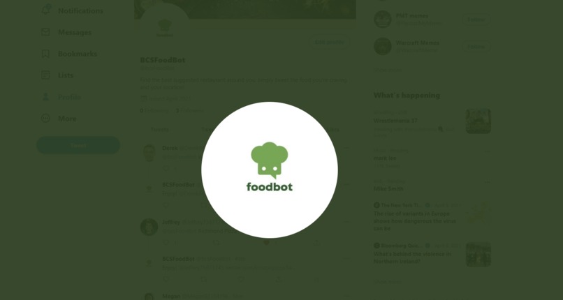BCSFoodBot -  Live Twitter Restaurant Recommendations! – screenshot 1