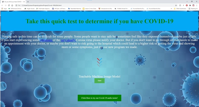 Online Covid-19 Test! Now with webcam and voice testing! – screenshot 1