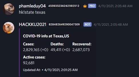 COV Bot – screenshot 2