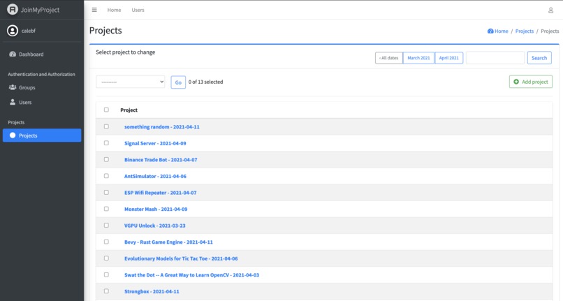 JoinMyProject – screenshot 2