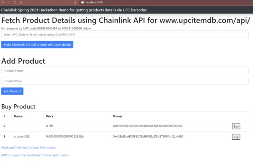 Market-on-Chain Built with Chainlink – screenshot 1