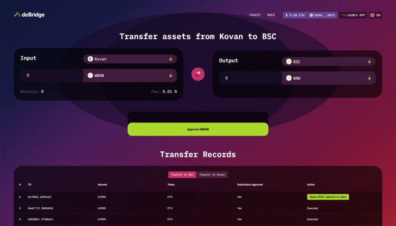 deBridge – screenshot 2