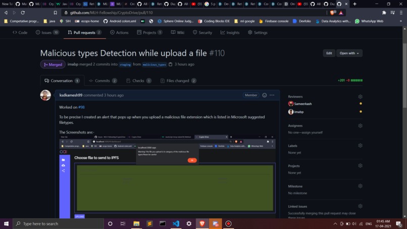 Contributions to COS,CryptoDrive,PR_Visualiser – screenshot 1