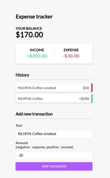 Expense tracker – screenshot 1