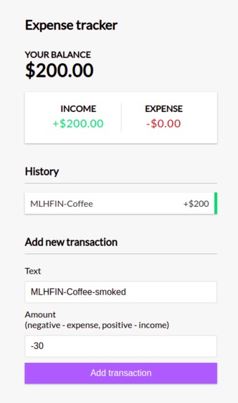 Expense tracker – screenshot 2