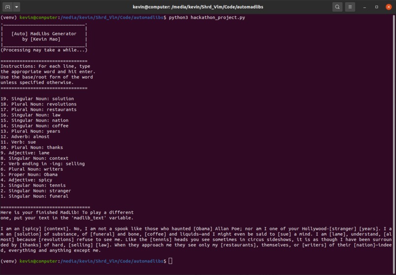Auto MadLibs Generator – screenshot 3