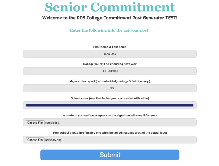 Senior Commitment Post Generator CO'25 – screenshot 1