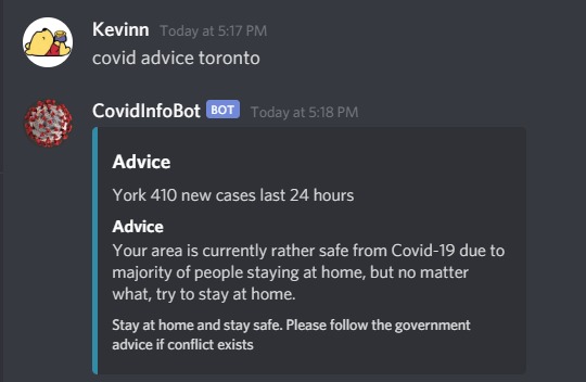 Covid19InfoBot – screenshot 2