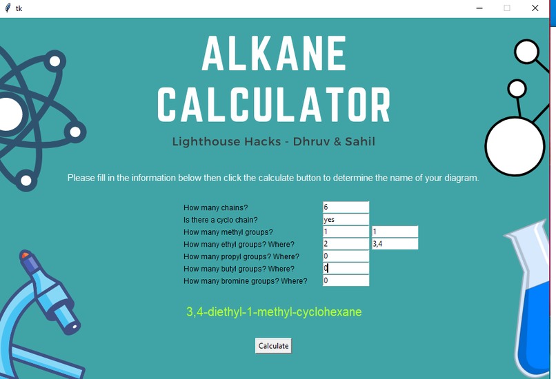 Organic Chemistry Calculator Devpost