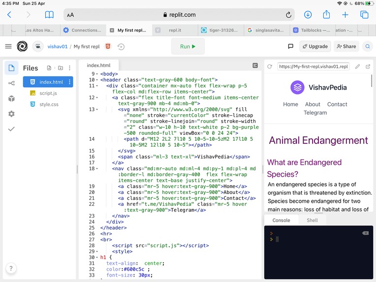 A Basic Website – screenshot 1