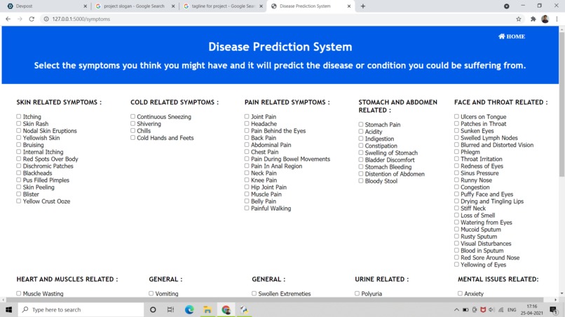 Disease Prediction System – screenshot 2