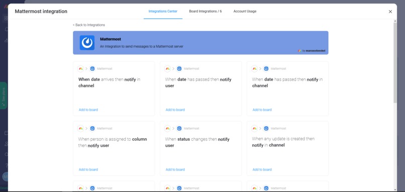 Mattermost integration – screenshot 1