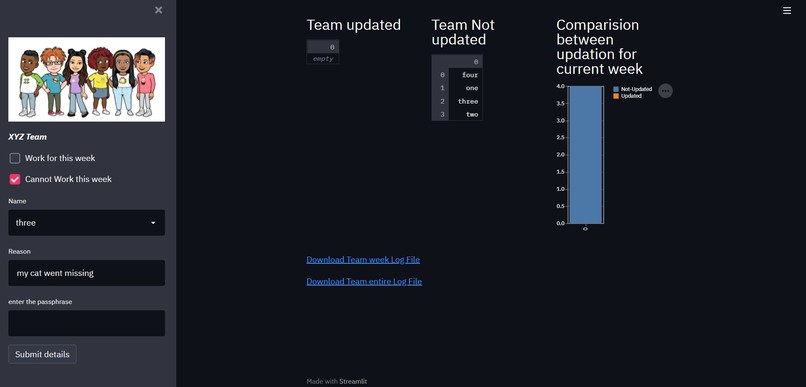 Team-checkin-application – screenshot 1