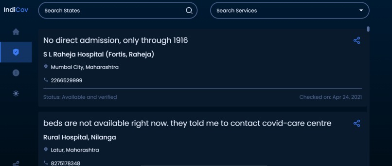 IndiCov – screenshot 2
