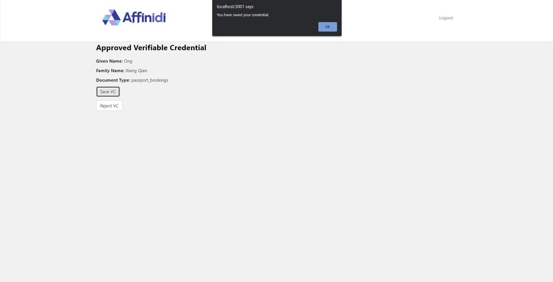Global Identifier for Traveller using Affinidi API – screenshot 3