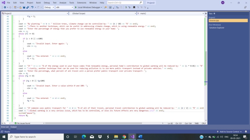 Climate change controller – screenshot 2