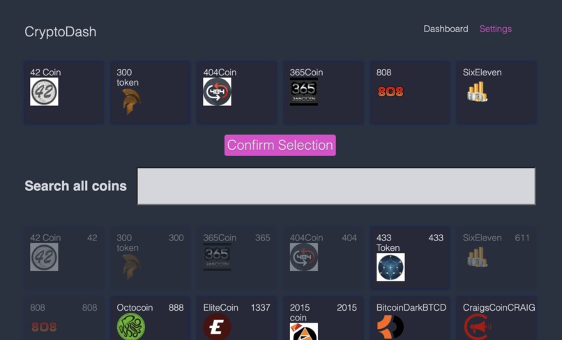 Crypto Dashboard – screenshot 1