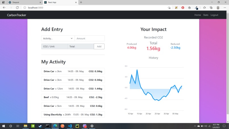 CarbonTracker – screenshot 1