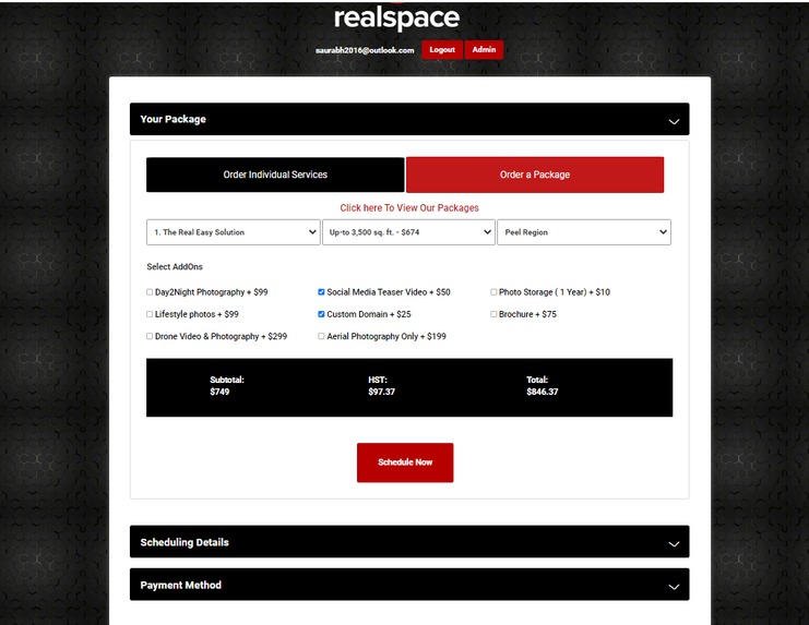 realspacemedia Booking system  – screenshot 1