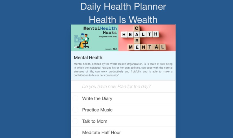 Daily Health Planner – screenshot 1
