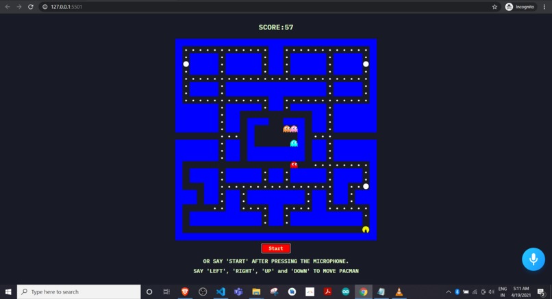 Voice Based Pacman Game – screenshot 1