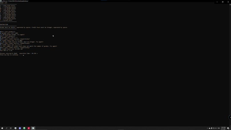 GPA Calculation – screenshot 2