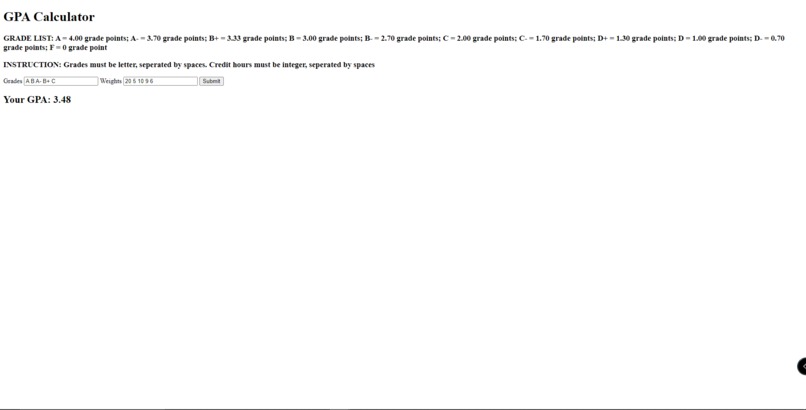 GPA Calculation – screenshot 3