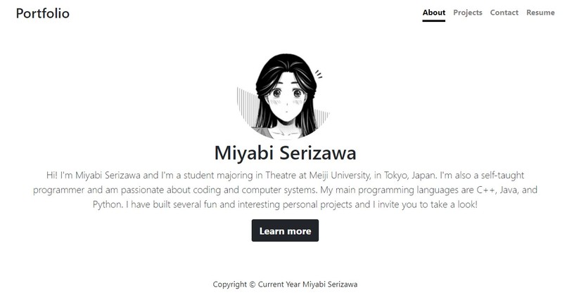 Miyabi Portfolio template – screenshot 2