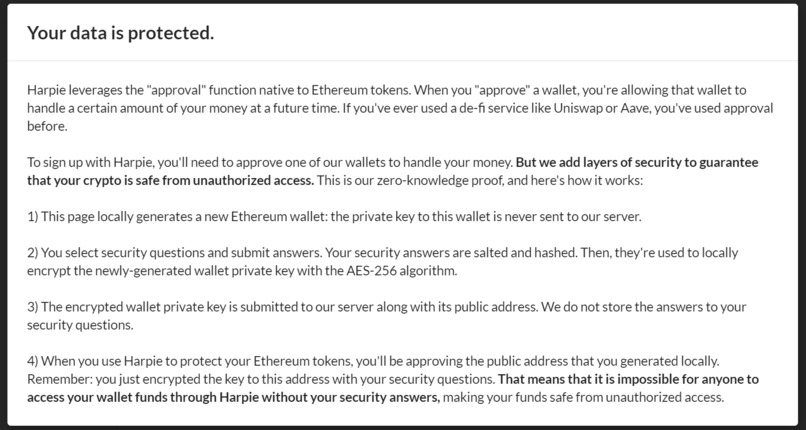 Harpie Zero Knowledge Proof (ZKP) – screenshot 2