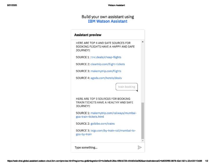 travel chatbot – screenshot 1