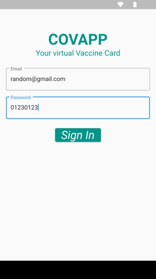 CovApp – screenshot 2