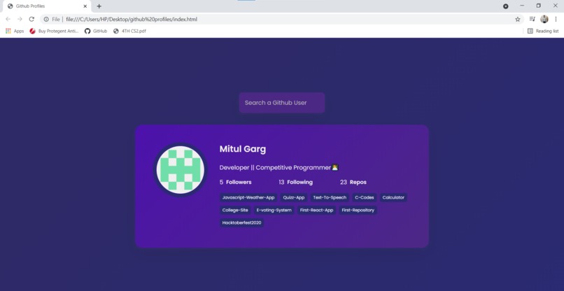 Github profiles – screenshot 1