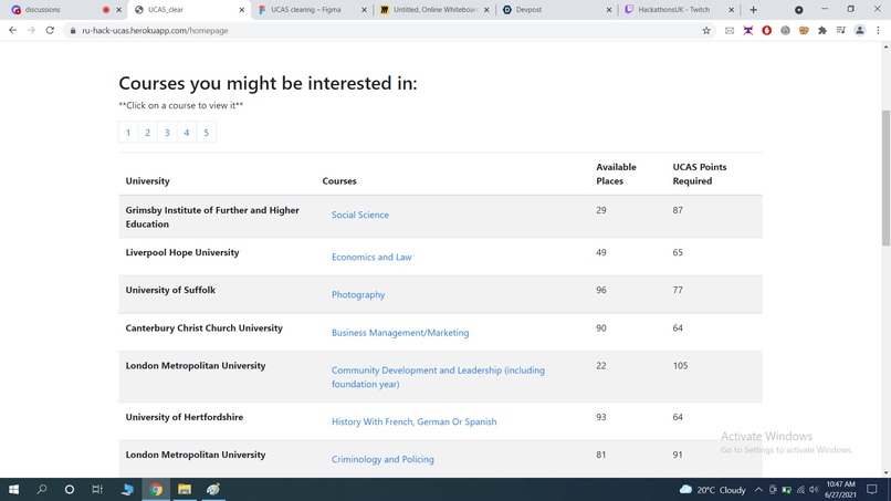 UCAS CLEAR – screenshot 2