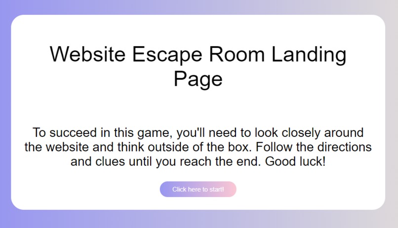 Website "Escape Room" Game – screenshot 1