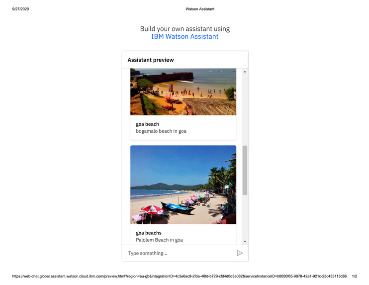 travel chatbot – screenshot 1