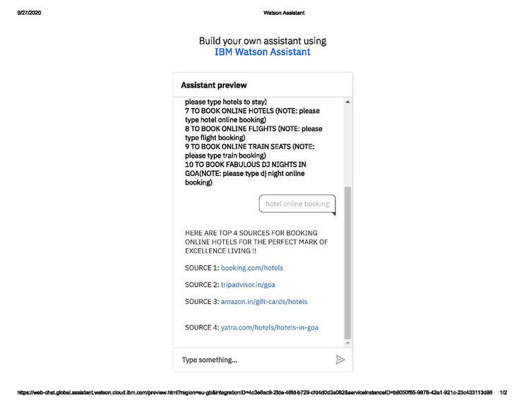 travel chatbot – screenshot 2