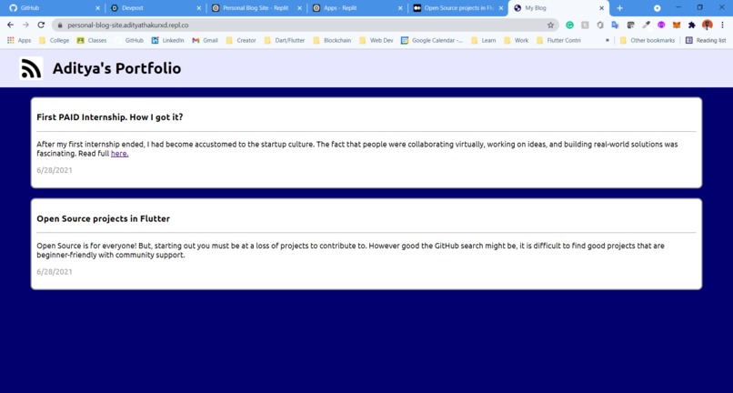 Personal Website using Replit – screenshot 1